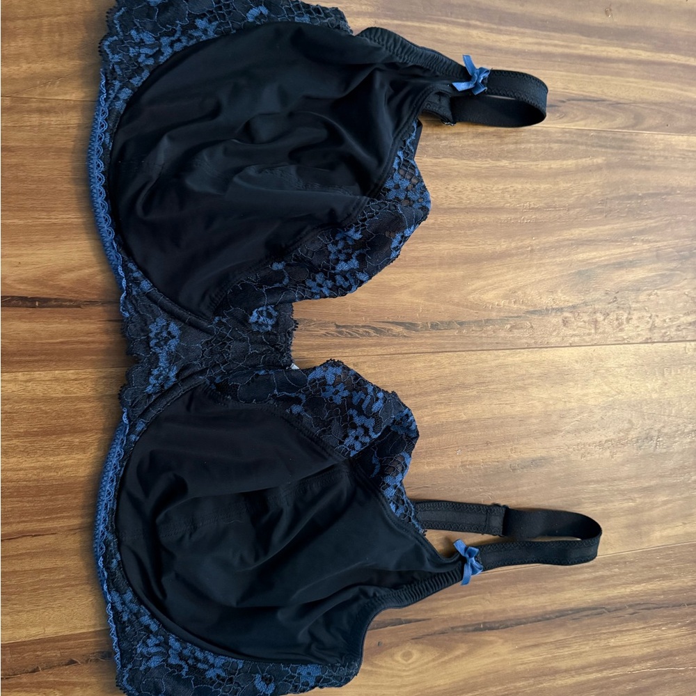 Adore Me Black and Blue Lace Bra